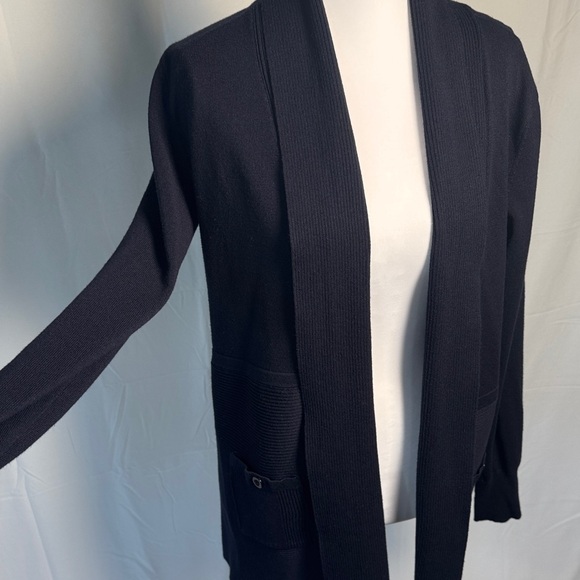 Women's NavyOpen Front Sweater - Picture 3 of 5